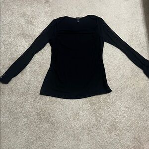 White House Black Market Black Long-Sleeve Scoop Neck Top